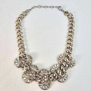 Banana Republic Gold Chain & Rhinestone Statement Necklace